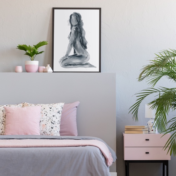 Watercolor Abstract Nude Woman Portrait Print Poster Unframed - Picture 11 of 14